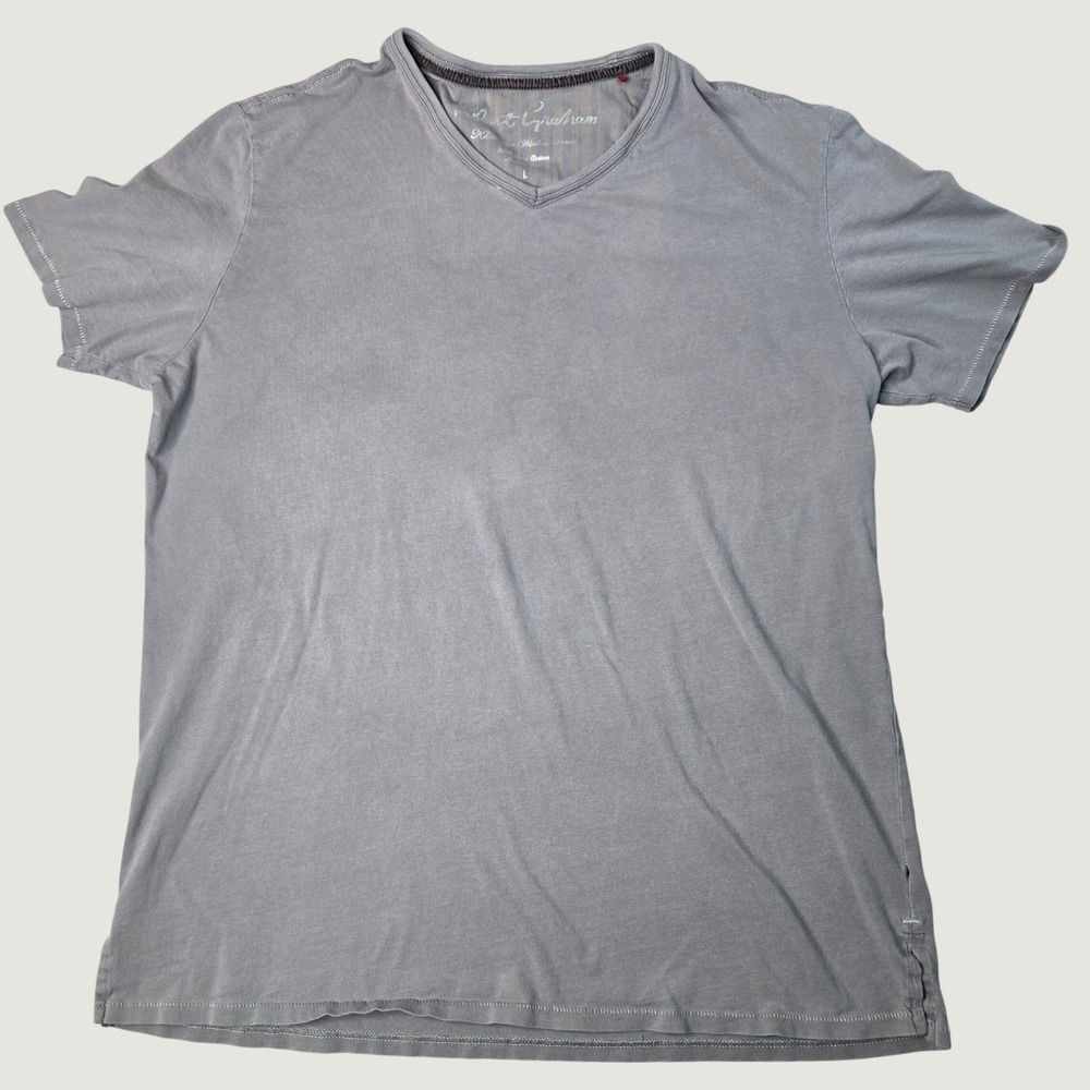 Robert Graham Mens Grey Pima Cotton V-Neck Short Sleeve T-Shirt Size L